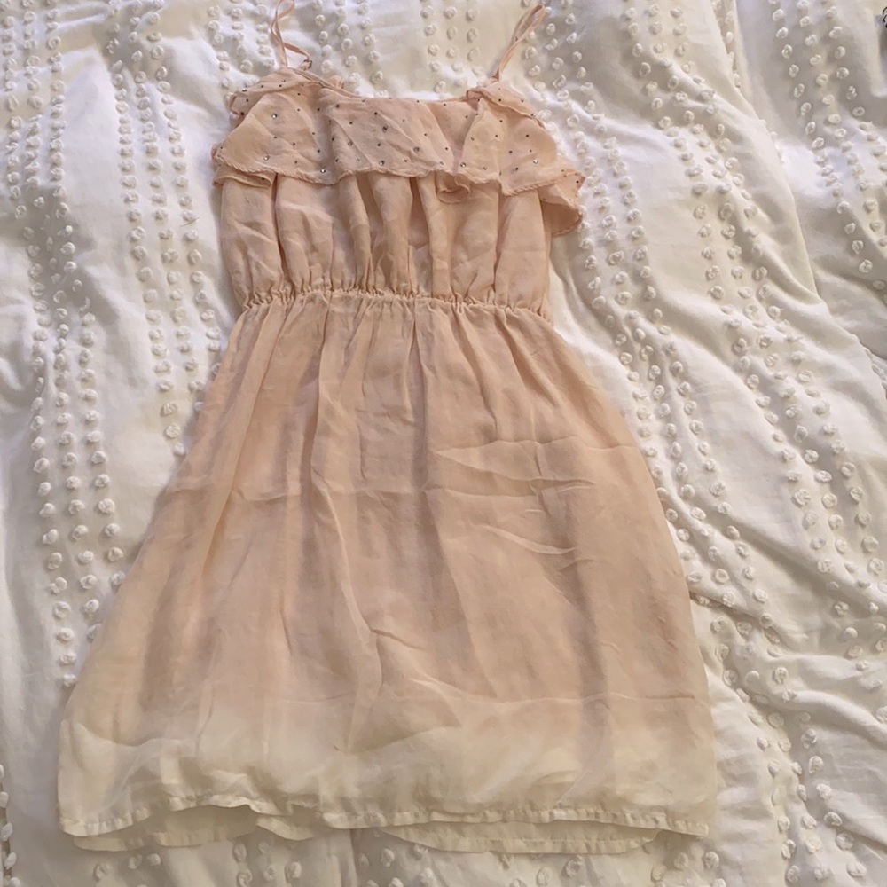 Greylin Blush Silk Ruffle Dress